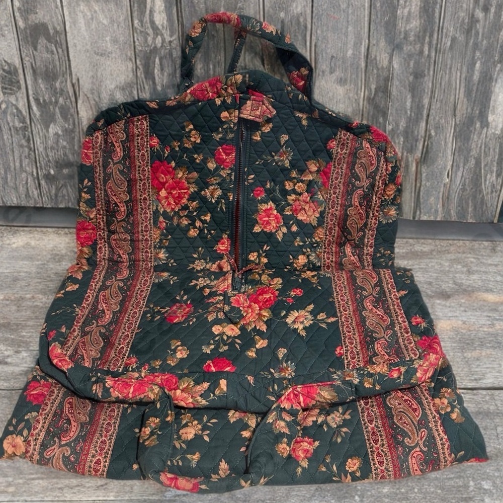80s Vintage Vera Bradley Greenbriar Large Travel Garment Bag Paisley Floral EUC - Picture 13 of 16